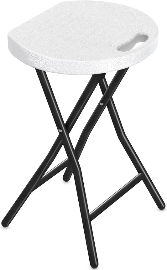 Portable Folding Chair with Handle, Heavy Duty round Fold Stool Chair with 500Lbs Capacity for Adults, 18 Inch Foldable Stool for Dorm, Kitchen, Vanity, Church and Outdoor Use