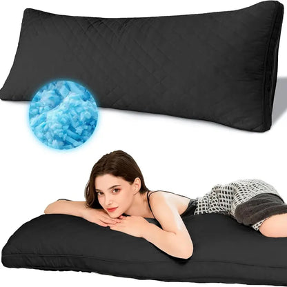 "Ultimate Comfort: Elnido QUEEN Memory Foam Body Pillow - Firm & Fluffy Long Pillow for Restful Sleep!"