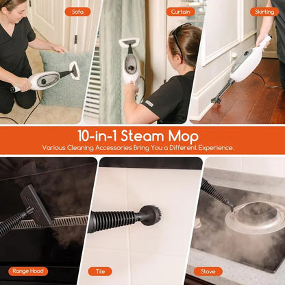 "10-in-1 Steam Mop: Versatile Floor Steamer for Hardwood, Tile, Carpets & Sofas - 7M Corded Electric Cleaning Power!"