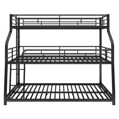 Metal Triple Bunk Bed, Twin XL over Full XL over Queen with Ladder, Black