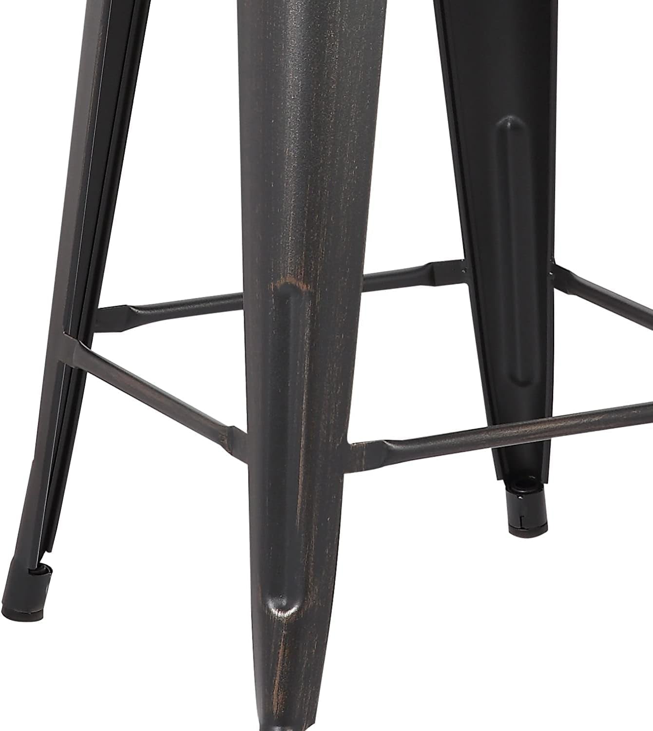 Modern Industrial Metal Bar Stools with Low Back, Matte Finish and Rubber Leg Caps, Kitchen Counter Chairs Set of 2, Contemporary Countertop Accent Seat 30" Seat, Distressed Ebony Black