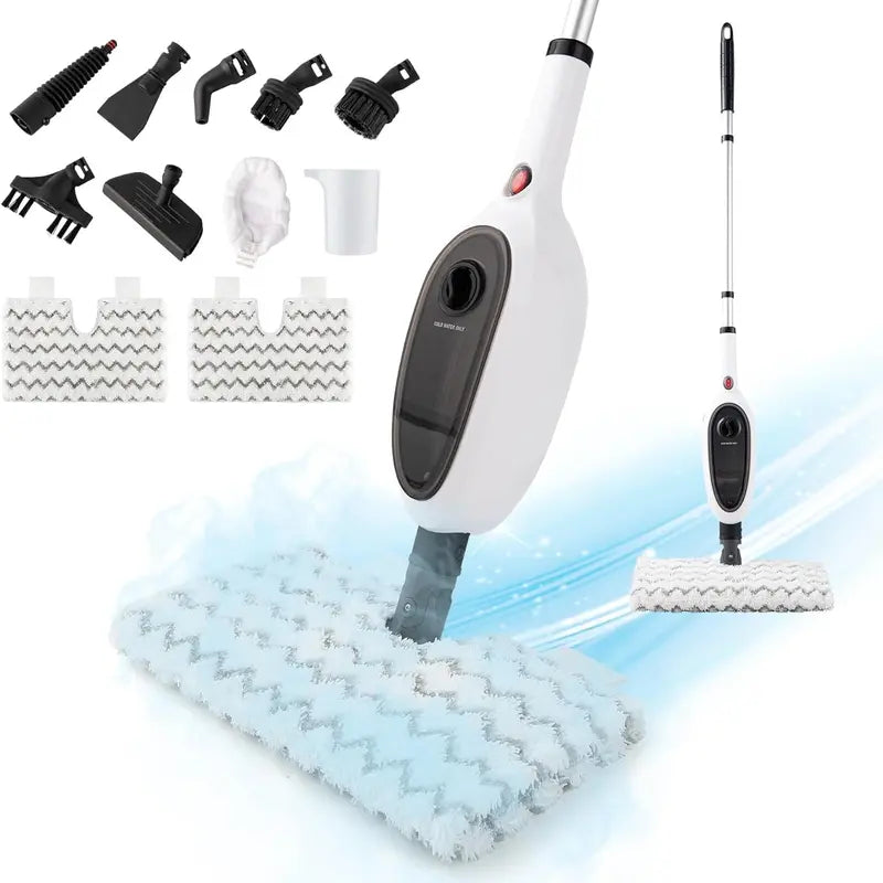 "10-in-1 Steam Mop: Versatile Floor Steamer for Hardwood, Tile, Carpets & Sofas - 7M Corded Electric Cleaning Power!"