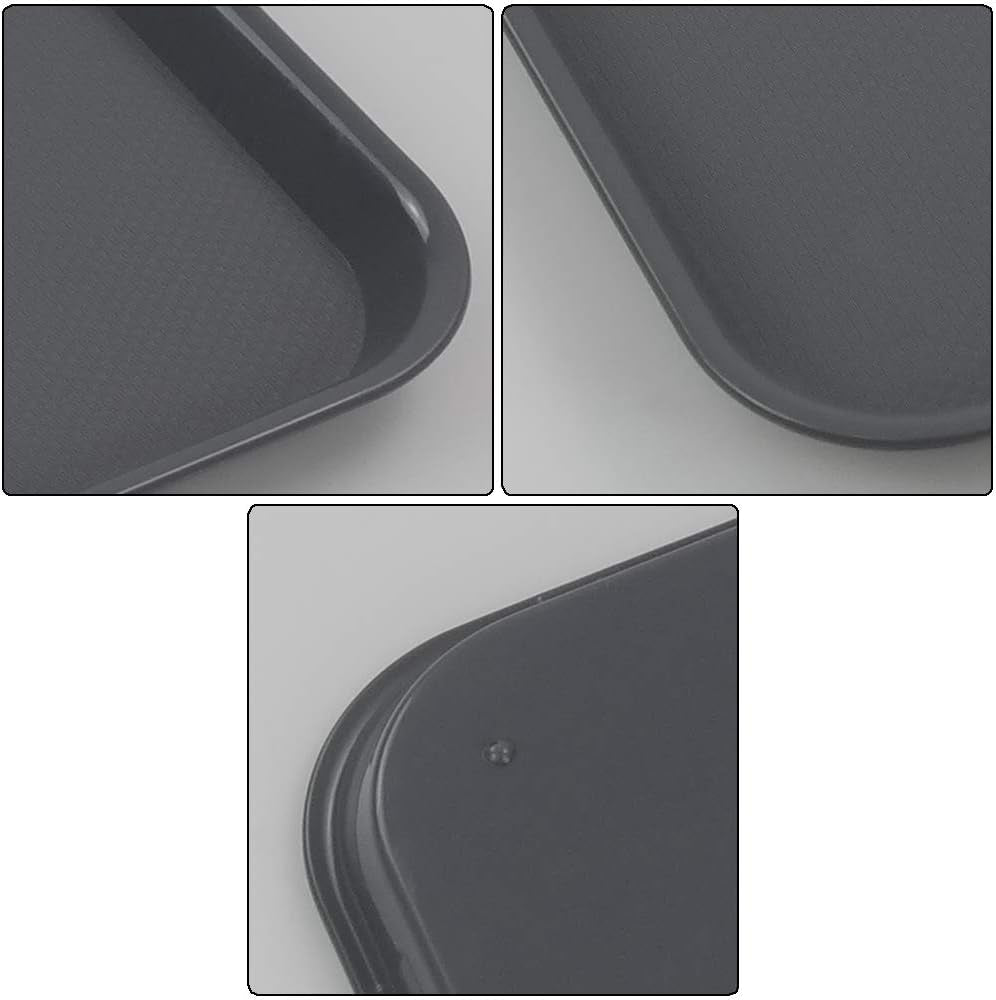 Plastic Fast Food Trays, Cafeteria Trays, 4 Pack Serving Trays (Grey)