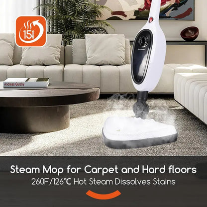 "10-in-1 Steam Mop: Versatile Floor Steamer for Hardwood, Tile, Carpets & Sofas - 7M Corded Electric Cleaning Power!"