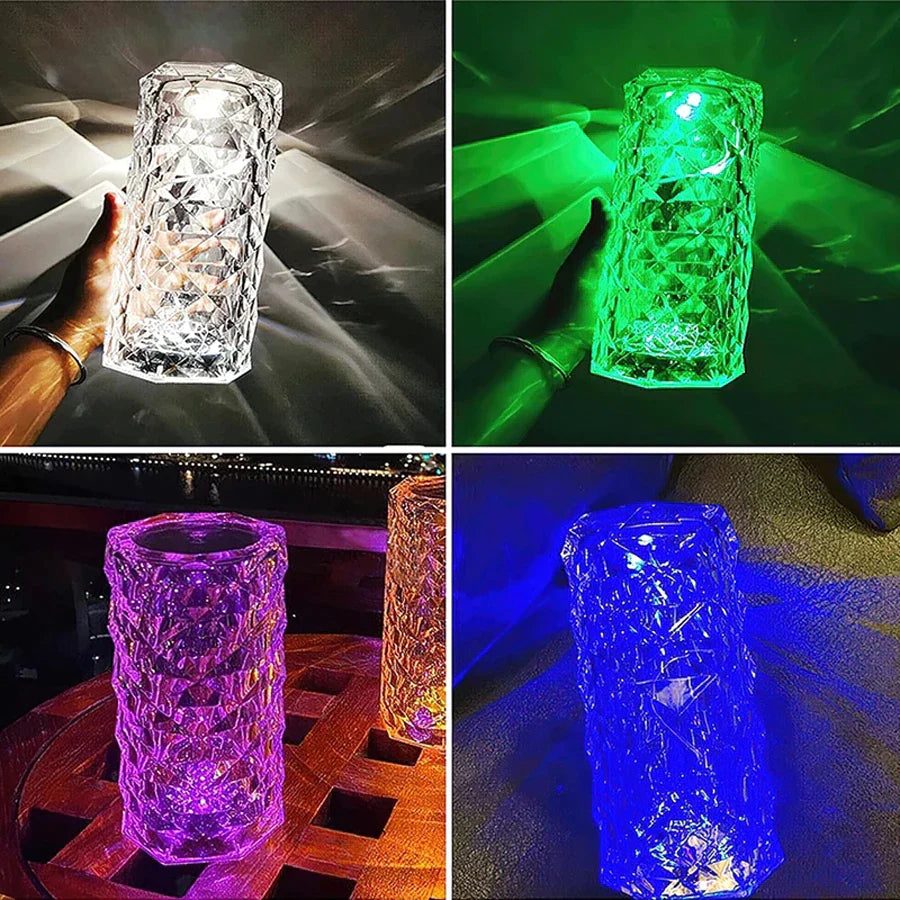 "Enchanting 16-Color Crystal Touch & Remote Rose Table Lamp - Perfect Atmosphere & Night Light for Your Bedroom or Desk!"