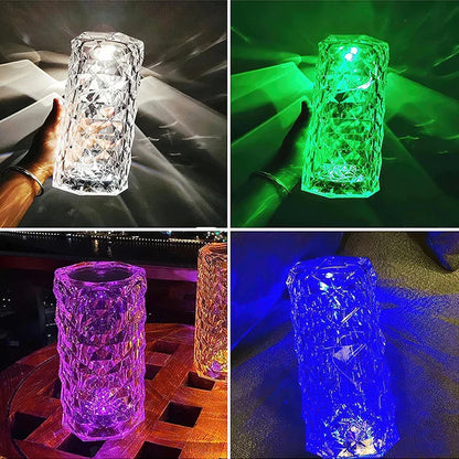 "Enchanting 16-Color Crystal Touch & Remote Rose Table Lamp - Perfect Atmosphere & Night Light for Your Bedroom or Desk!"