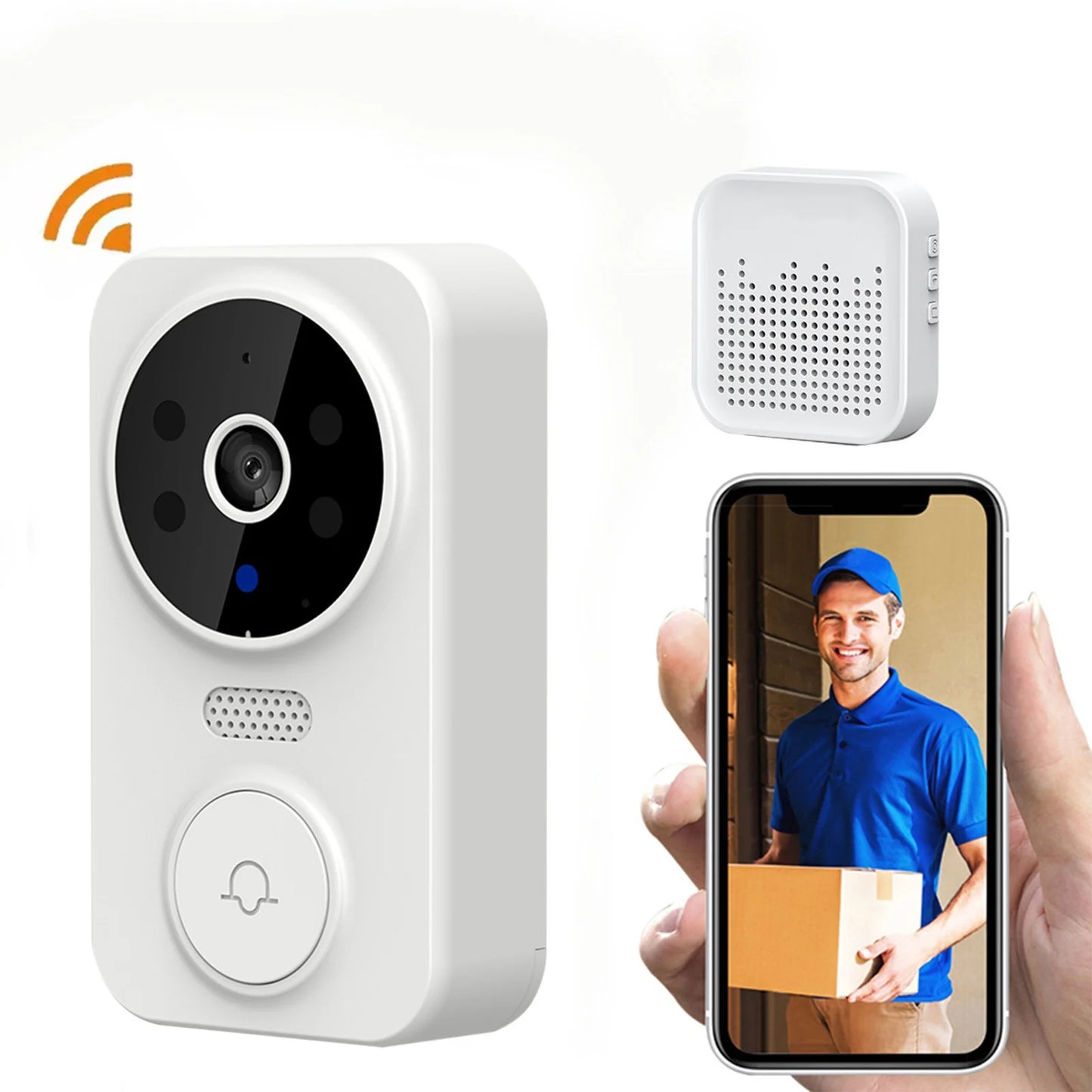 Doorbell Camera Wireless with Chime, Video Doorbell,Smart Wireless Remote Video Doorbell Intelligent Visual Doorbell Home Intercom HD Night Vision Wifi Rechargeable Security Door Doorbell