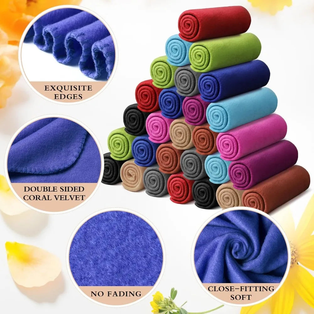 60 Packs Fleece Blanket Bulk 60 X 50 Inch Soft Lightweight Fleece Blanket Warm Throw