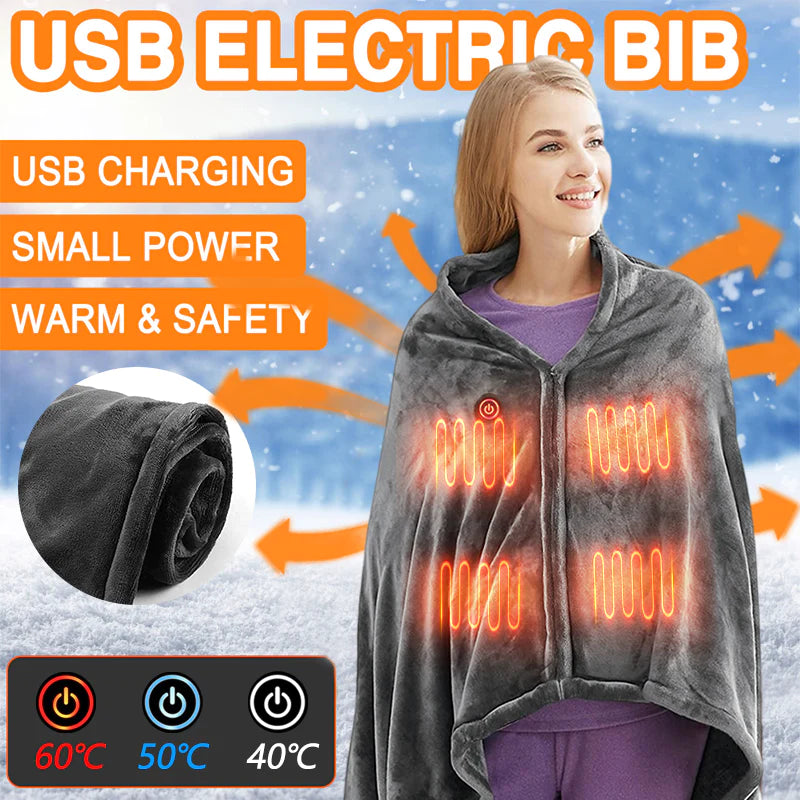 "Cozy Up This Winter: USB Heated Flannel Blanket - Your Ultimate Cold Protection Shawl!"