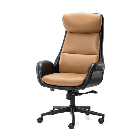 Corjan Mid-Century Modern Gas Lift Swivel Executive Chair or Office Chair with Headrest