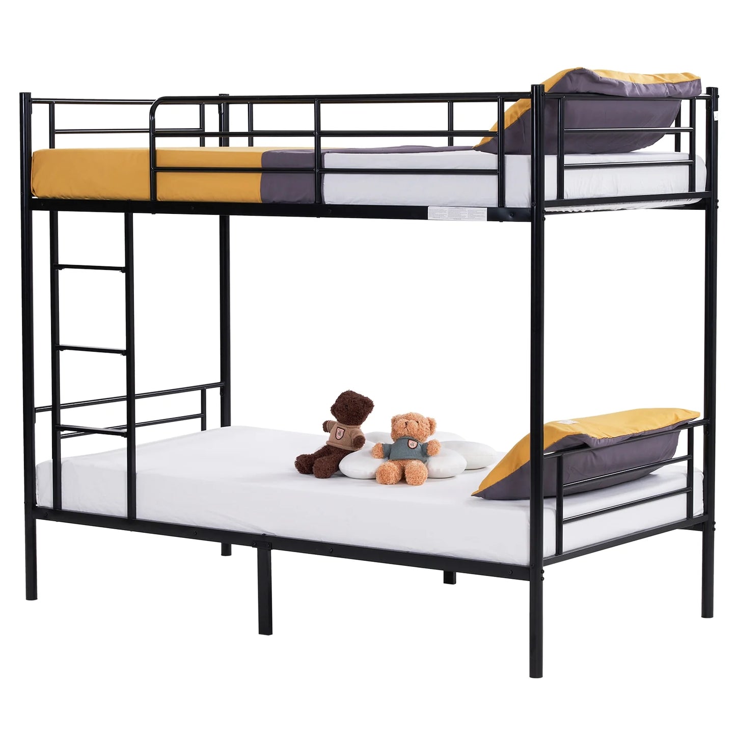 Twin over Twin Steel Bunk Beds Frame, 78" X 42" X 65" with Ladder Bedroom Dorm Room for Kids Adult Children