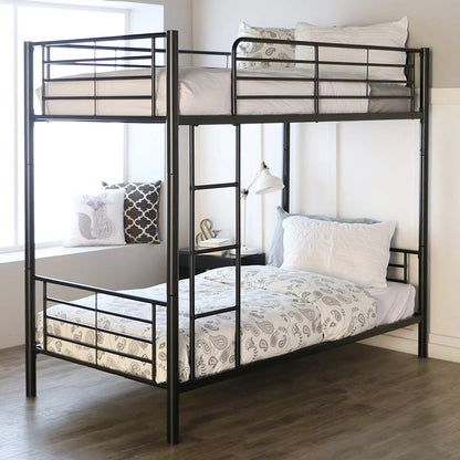 Twin over Twin Steel Bunk Beds Frame, 78" X 42" X 65" with Ladder Bedroom Dorm Room for Kids Adult Children