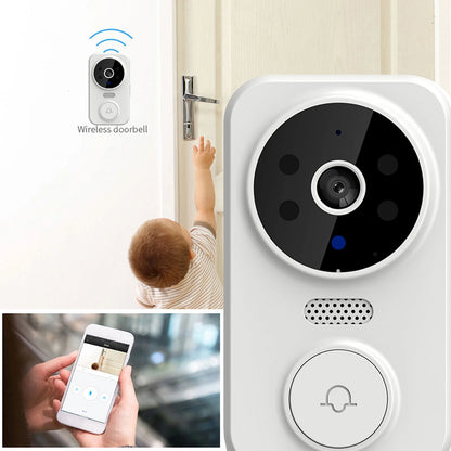 Doorbell Camera Wireless with Chime, Video Doorbell,Smart Wireless Remote Video Doorbell Intelligent Visual Doorbell Home Intercom HD Night Vision Wifi Rechargeable Security Door Doorbell