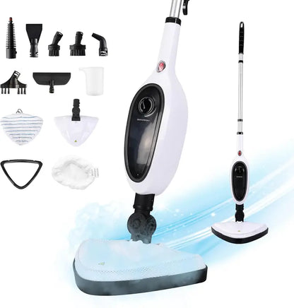 "10-in-1 Steam Mop: Versatile Floor Steamer for Hardwood, Tile, Carpets & Sofas - 7M Corded Electric Cleaning Power!"