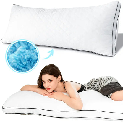 "Ultimate Comfort: Elnido QUEEN Memory Foam Body Pillow - Firm & Fluffy Long Pillow for Restful Sleep!"