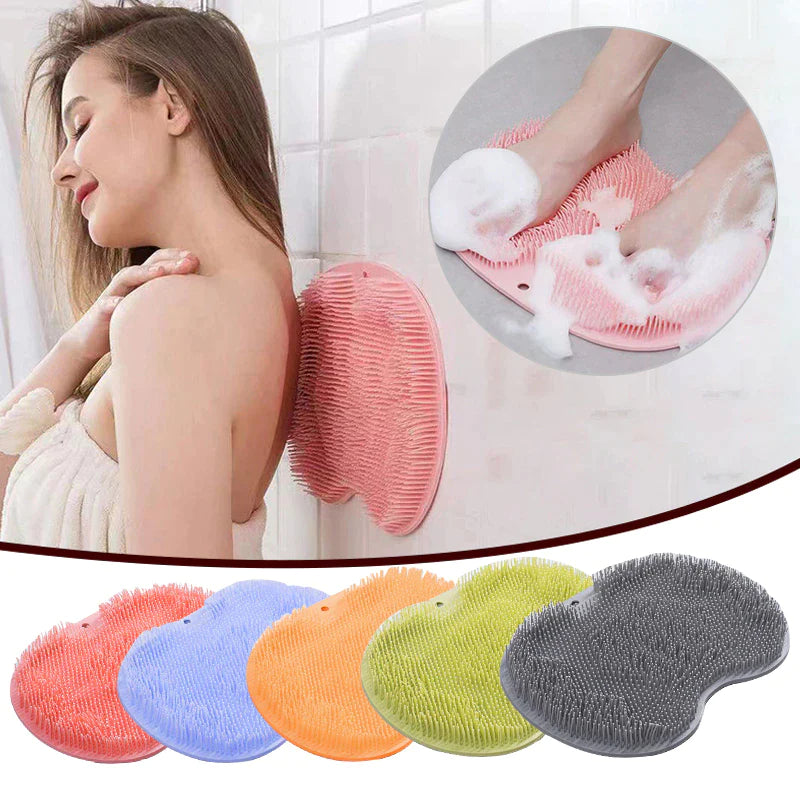 "Revitalize Your Shower Routine: Exfoliating Silicone Massage Scraper & Non-Slip Bath Mat for Ultimate Body Cleanse!"