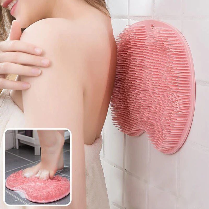 "Revitalize Your Shower Routine: Exfoliating Silicone Massage Scraper & Non-Slip Bath Mat for Ultimate Body Cleanse!"