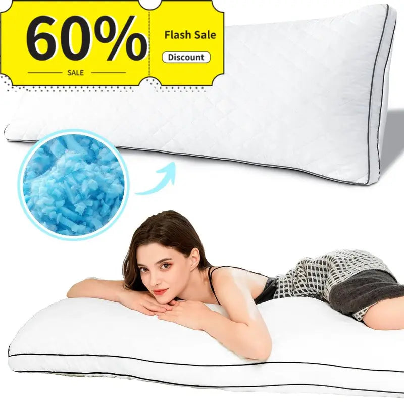 "Ultimate Comfort: Elnido QUEEN Memory Foam Body Pillow - Firm & Fluffy Long Pillow for Restful Sleep!"