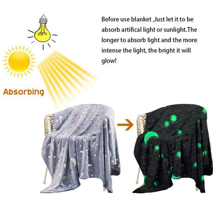 Luminous Throw Blanket Soft Flannel Warm Nap Cover Growing Blanket for Children Bedroom Couch Sofa Office Christmas Gifts #W0