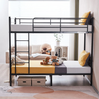 Twin over Twin Steel Bunk Beds Frame, 78" X 42" X 65" with Ladder Bedroom Dorm Room for Kids Adult Children