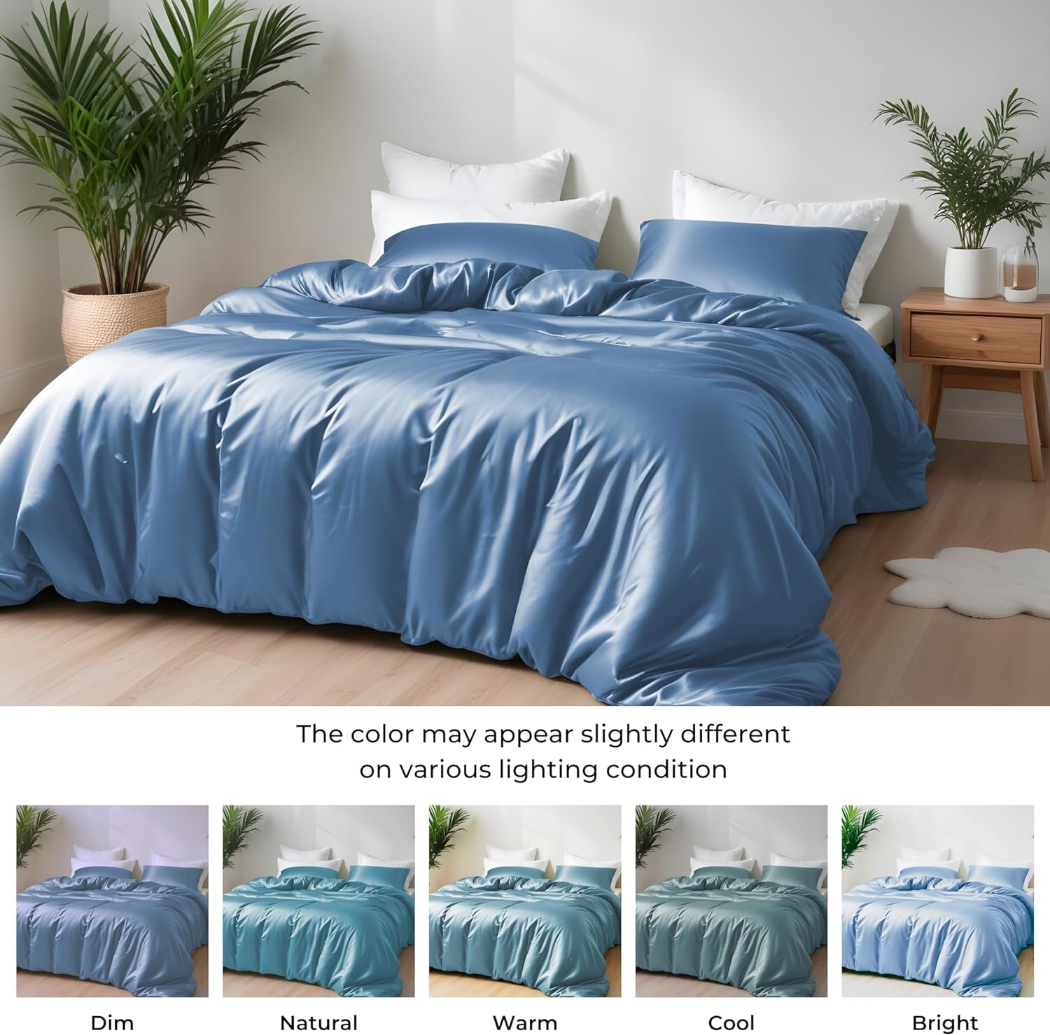 Duvet Cover Set King Size - Viscose Derived from Bamboo Soft, Breathable, Light Weight, Cooling Comforter Cover with Zipper Closure and Corner Ties (King, Bahamas Blue)