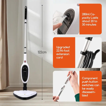 "10-in-1 Steam Mop: Versatile Floor Steamer for Hardwood, Tile, Carpets & Sofas - 7M Corded Electric Cleaning Power!"