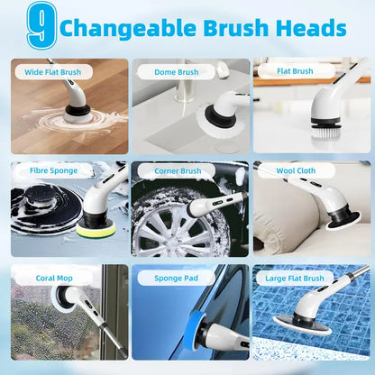 "Revolutionize Your Cleaning with the Homedec 9-in-1 Electric Spin Scrubber - Cordless, Adjustable, Dual Speed Power Brush for Effortless Bathroom Cleaning!"