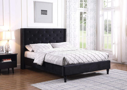 Home Life Furbed00007_Suede_Queen_Black Platform Bed