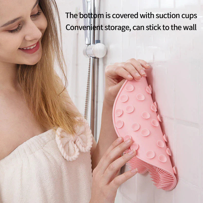 "Revitalize Your Shower Routine: Exfoliating Silicone Massage Scraper & Non-Slip Bath Mat for Ultimate Body Cleanse!"