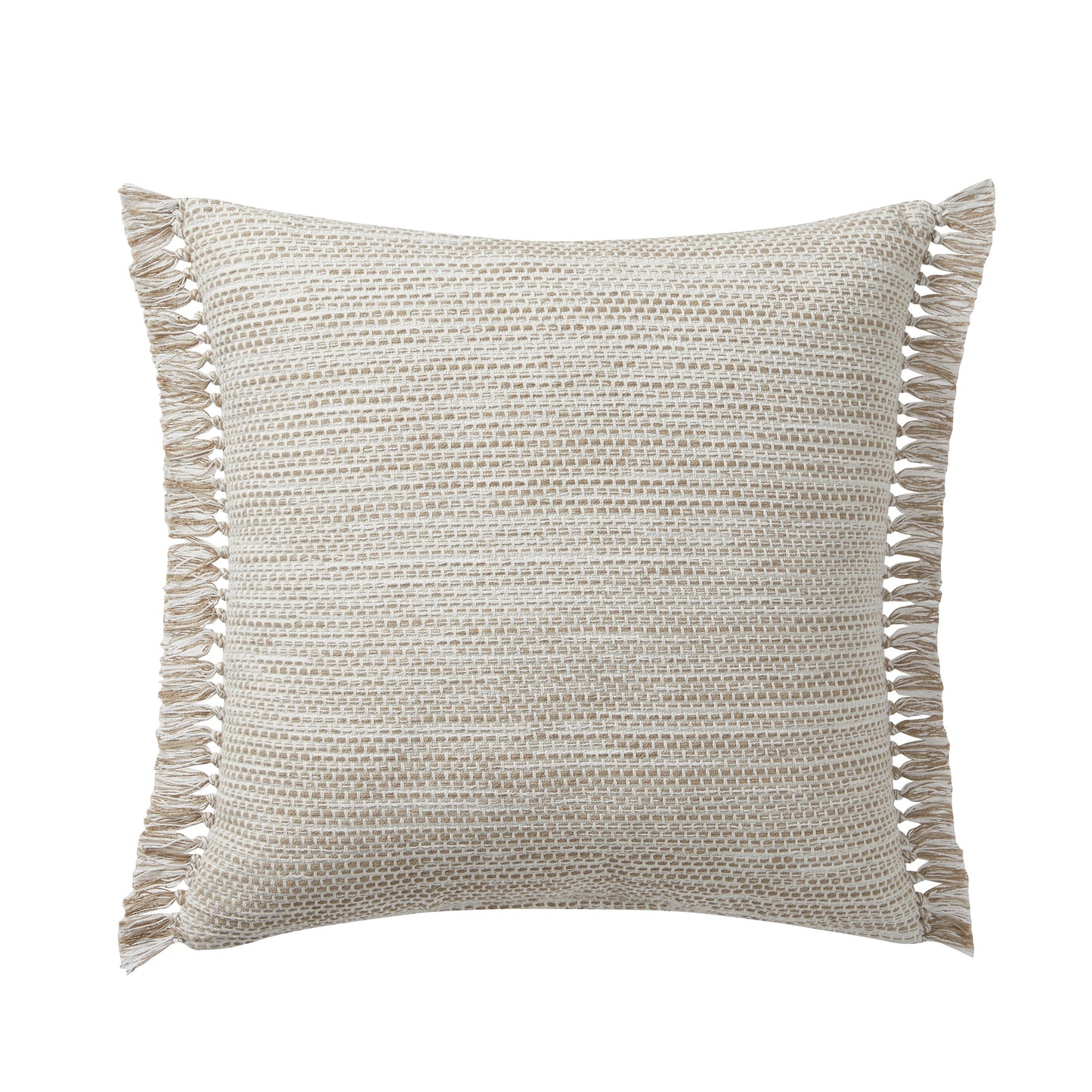 20" X 20" Taupe Alina Fringe Reversible Cotton Decorative Pillow