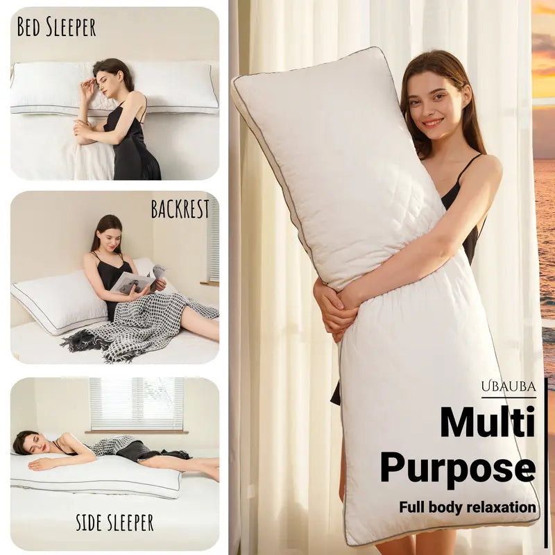 "Ultimate Comfort: Elnido QUEEN Memory Foam Body Pillow - Firm & Fluffy Long Pillow for Restful Sleep!"