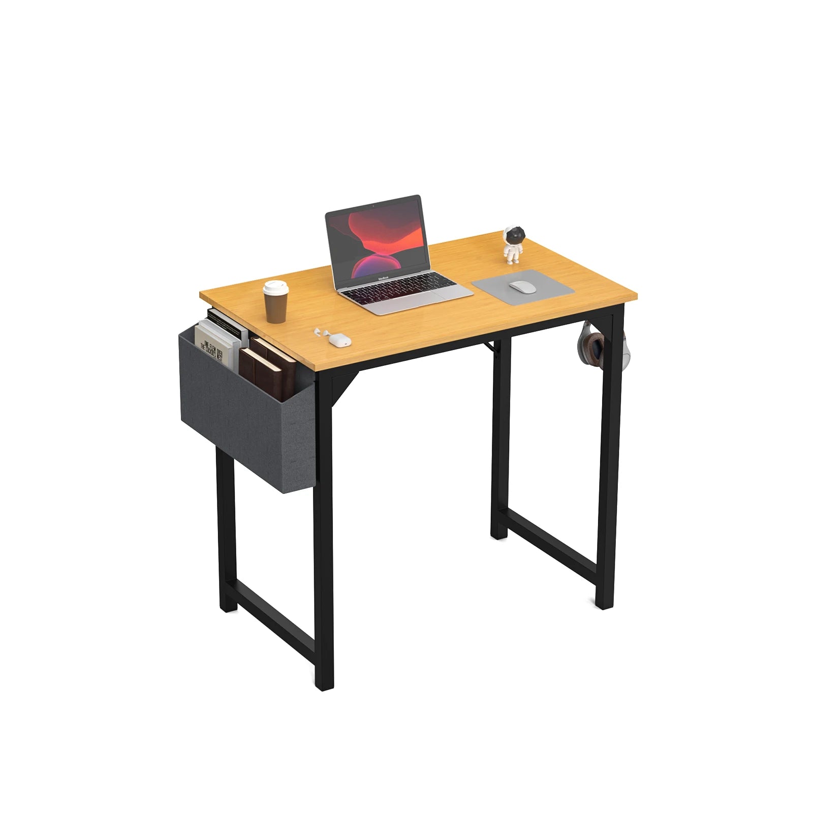 Computer Desk Writing Study Office Gaming Table Modern Simple Style Compact with Side Bag Headphone Hook Easy Assembly