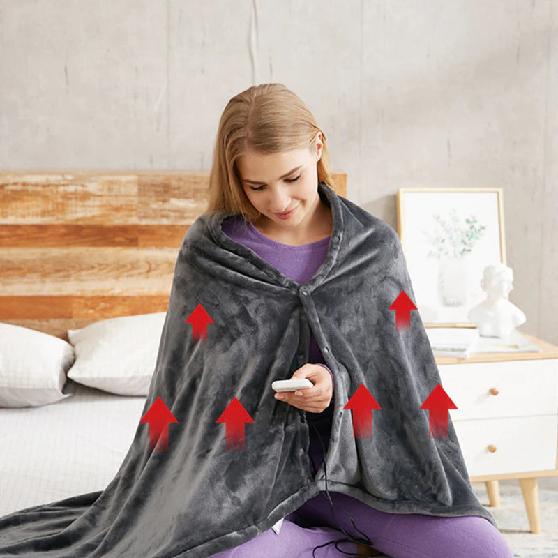 "Cozy Up This Winter: USB Heated Flannel Blanket - Your Ultimate Cold Protection Shawl!"