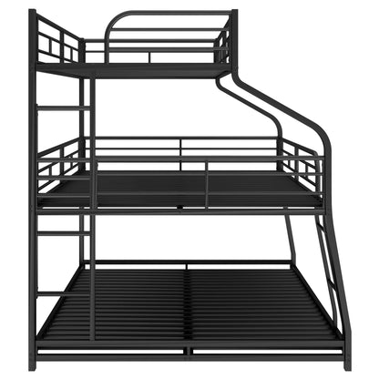 Metal Triple Bunk Bed, Twin XL over Full XL over Queen with Ladder, Black