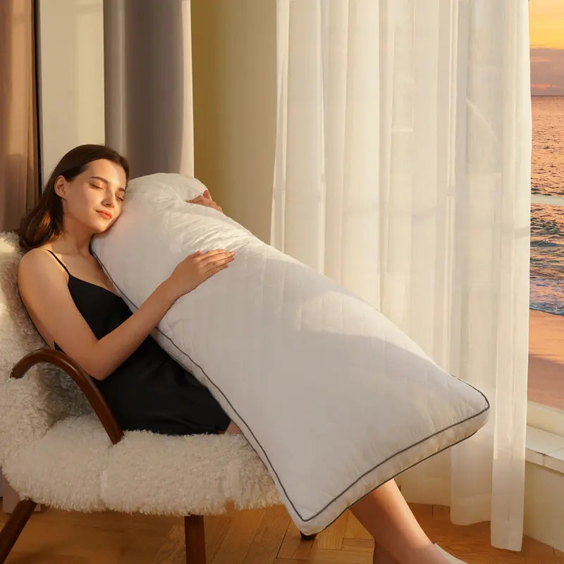 "Ultimate Comfort: Elnido QUEEN Memory Foam Body Pillow - Firm & Fluffy Long Pillow for Restful Sleep!"