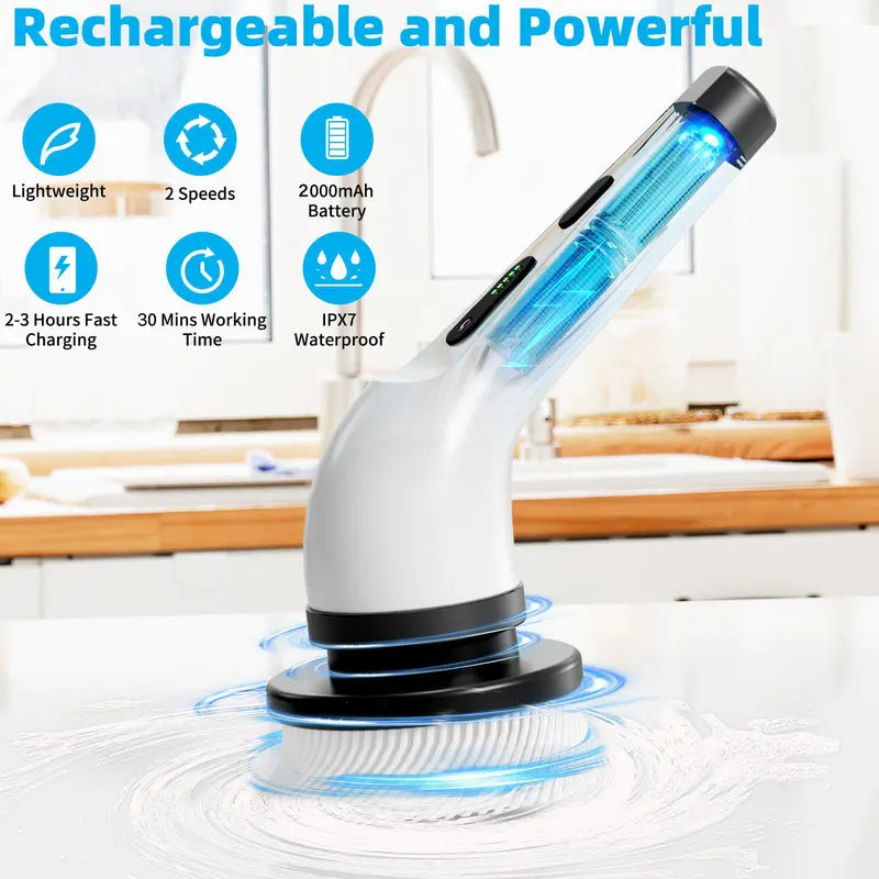 "Revolutionize Your Cleaning with the Homedec 9-in-1 Electric Spin Scrubber - Cordless, Adjustable, Dual Speed Power Brush for Effortless Bathroom Cleaning!"