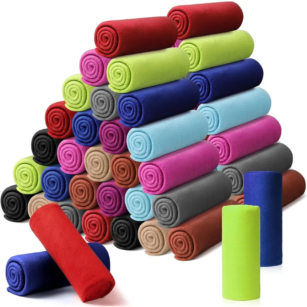 60 Packs Fleece Blanket Bulk 60 X 50 Inch Soft Lightweight Fleece Blanket Warm Throw