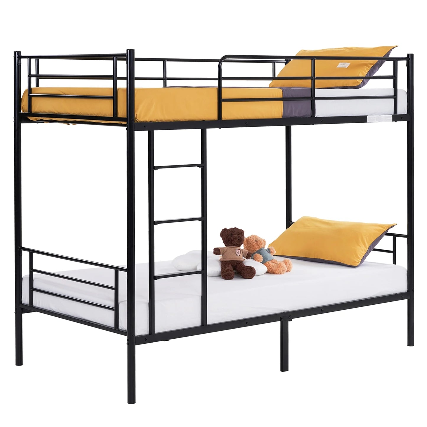 Twin over Twin Steel Bunk Beds Frame, 78" X 42" X 65" with Ladder Bedroom Dorm Room for Kids Adult Children