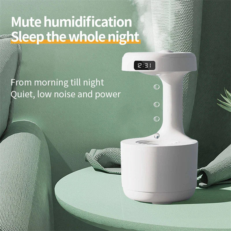 "Transform Your Space: Large Capacity Anti-Gravity Humidifier & Aroma Diffuser with Clock - Perfect for Bedroom & Office!"