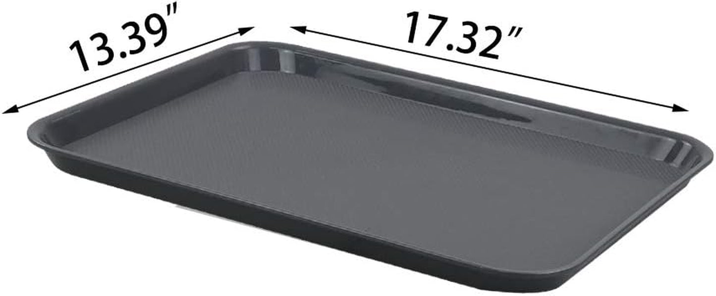 Plastic Fast Food Trays, Cafeteria Trays, 4 Pack Serving Trays (Grey)