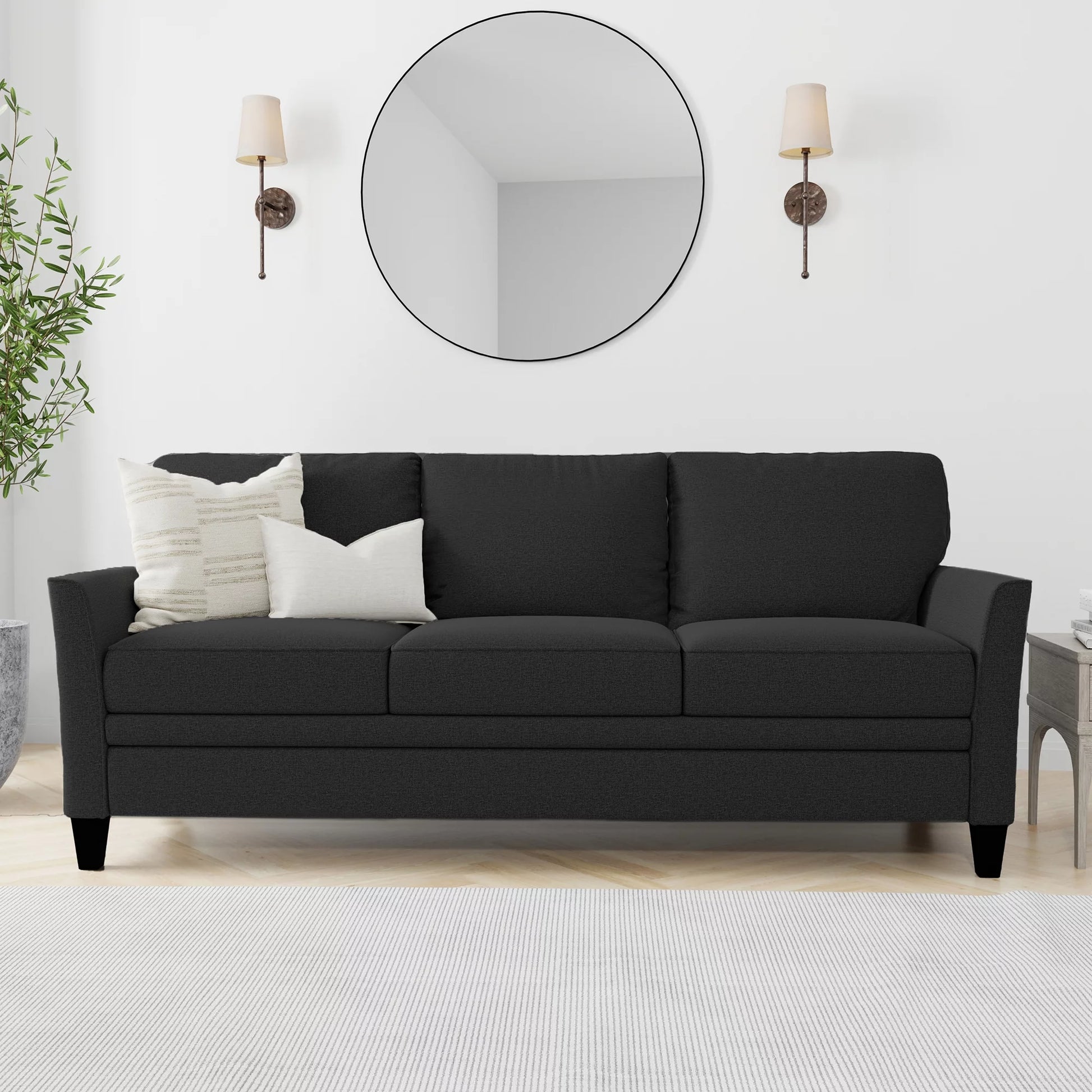 Auden 81" 3 Seat Classic Modern Sofa, Black