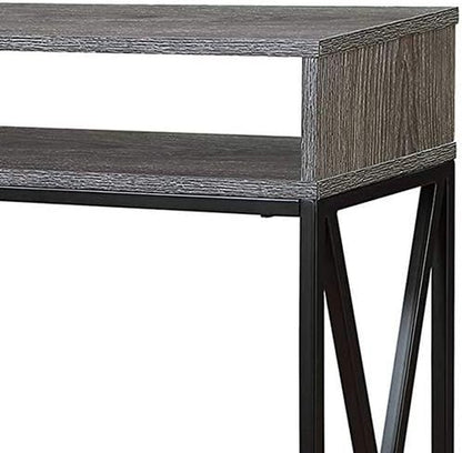 Tucson Deluxe Console Table with Shelf, Weathered Gray/Black