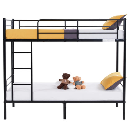 Twin over Twin Steel Bunk Beds Frame, 78" X 42" X 65" with Ladder Bedroom Dorm Room for Kids Adult Children