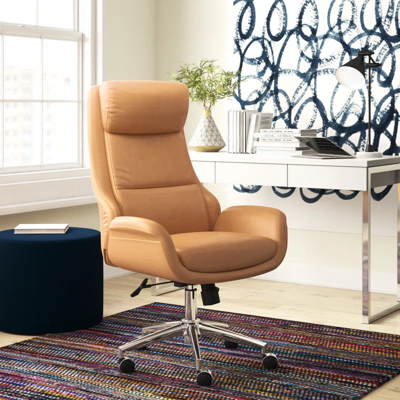 Corjan Mid-Century Modern Gas Lift Swivel Executive Chair or Office Chair with Headrest