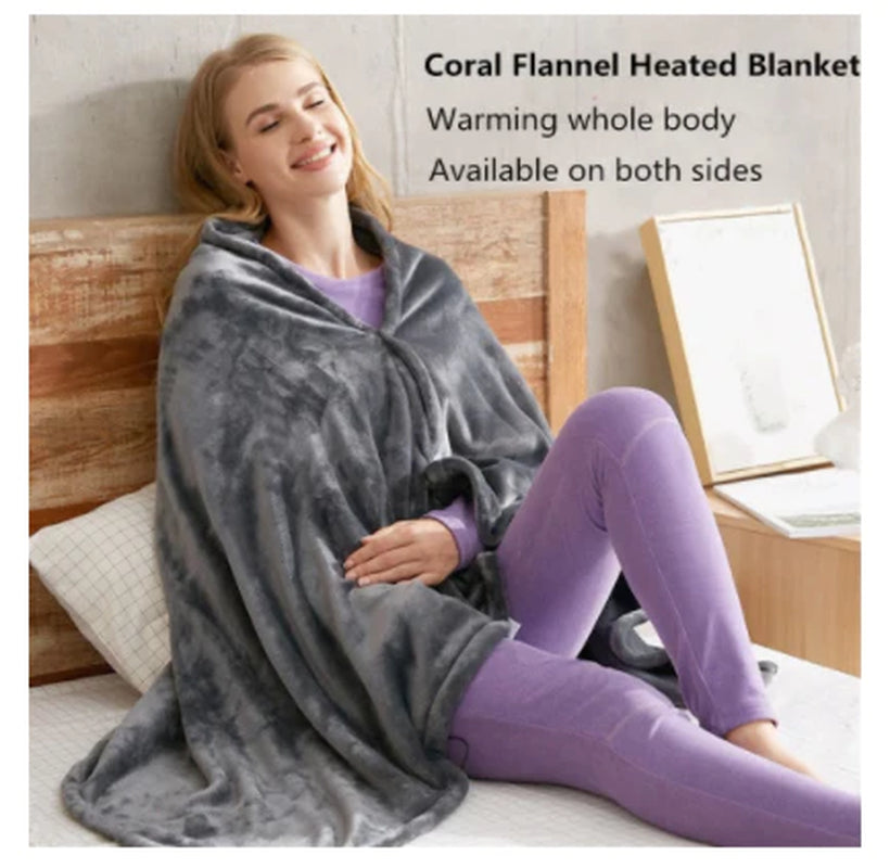 "Cozy Up This Winter: USB Heated Flannel Blanket - Your Ultimate Cold Protection Shawl!"