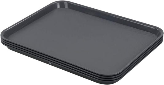 Plastic Fast Food Trays, Cafeteria Trays, 4 Pack Serving Trays (Grey)