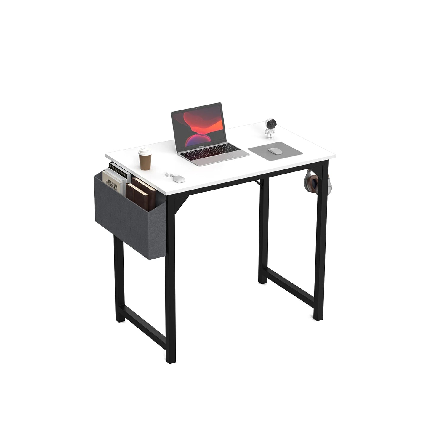 Computer Desk Writing Study Office Gaming Table Modern Simple Style Compact with Side Bag Headphone Hook Easy Assembly