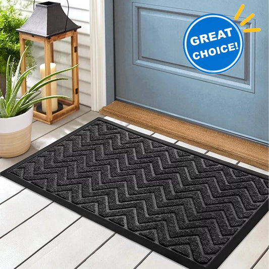 Gray Door Mats Outdoor, Durable Rubber Welcome Mats Front Door Mats Rugs for Entryway, Patio, Busy Areas, 29"×17"