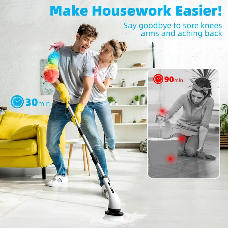 "Revolutionize Your Cleaning with the Homedec 9-in-1 Electric Spin Scrubber - Cordless, Adjustable, Dual Speed Power Brush for Effortless Bathroom Cleaning!"