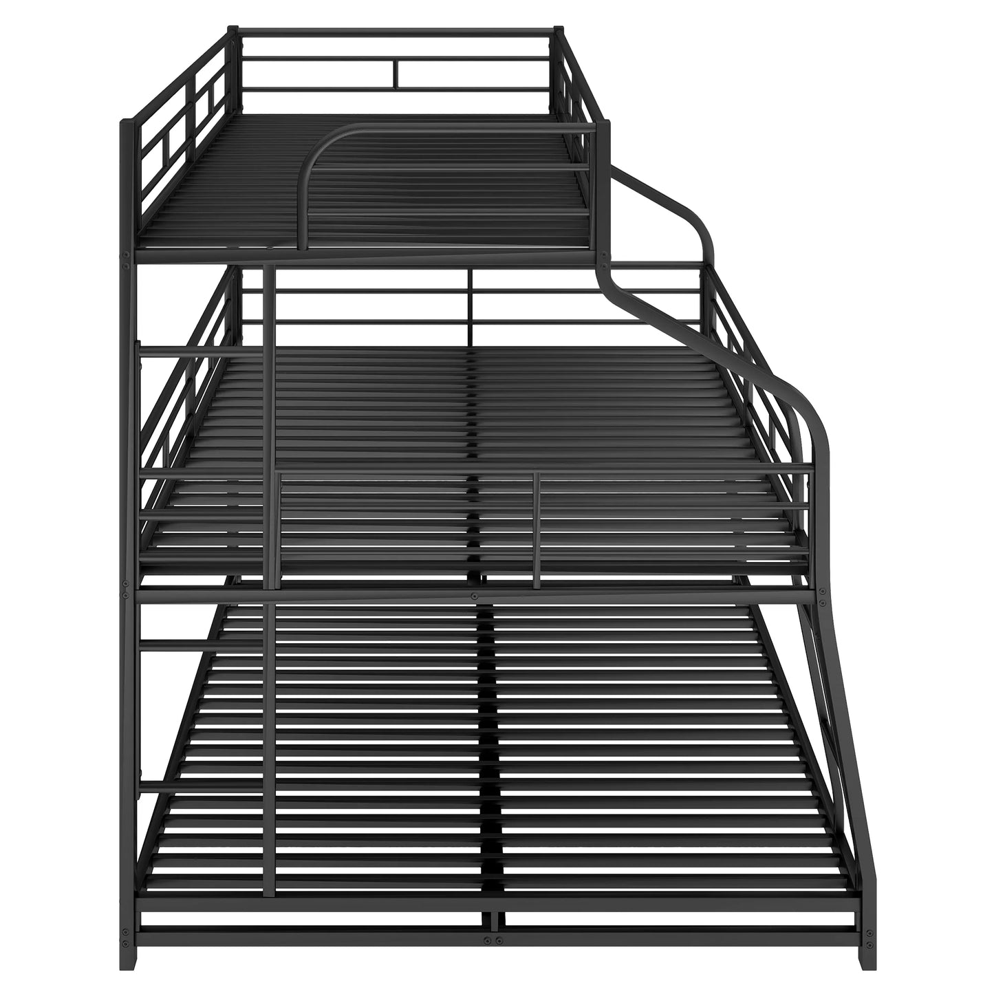 Metal Triple Bunk Bed, Twin XL over Full XL over Queen with Ladder, Black